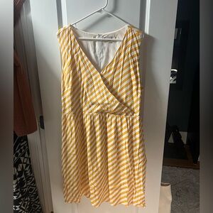 LOFT Yellow and White Striped Midi Dress
